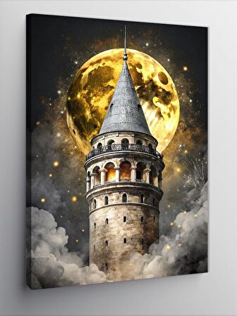 Kanvas Tablo Dolunay Ve Galata Kulesi
