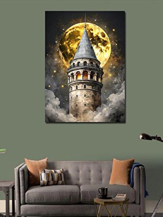 Kanvas Tablo Dolunay Ve Galata Kulesi