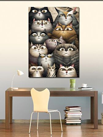 Kanvas Tablo Sevimli Kediler