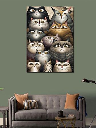Kanvas Tablo Sevimli Kediler