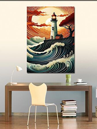 Kanvas Tablo Deniz Feneri Çizimi