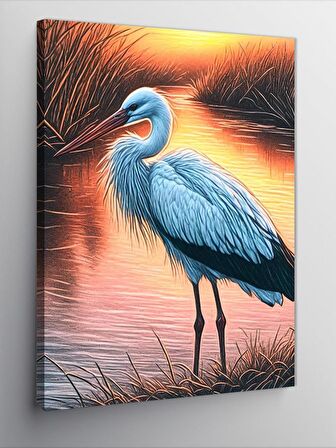 Kanvas Tablo Nehirdeki Leylek