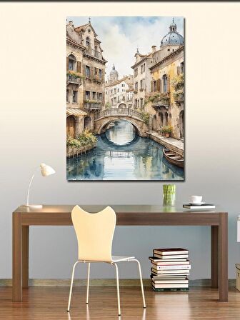 Kanvas Tablo Eski Binalar Ve Nehir Manzarası