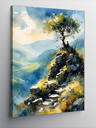 Kanvas Tablo Tepedeki Ağaç