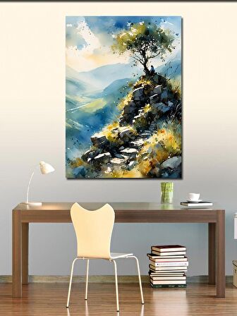 Kanvas Tablo Tepedeki Ağaç