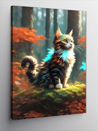 Kanvas Tablo Ormandaki Kedi