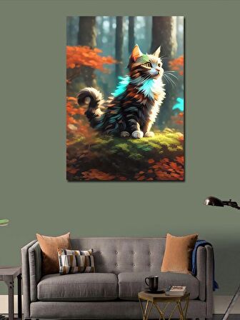 Kanvas Tablo Ormandaki Kedi