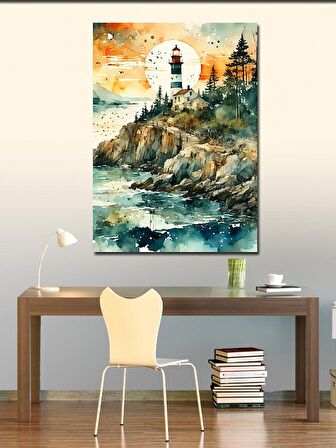 Kanvas Tablo Deniz Feneri Ve Kayalıklar