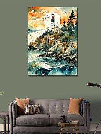 Kanvas Tablo Deniz Feneri Ve Kayalıklar