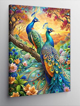 Kanvas Tablo Renkli Tavus Kuşları