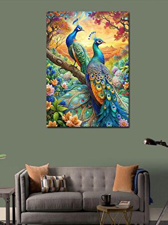 Kanvas Tablo Renkli Tavus Kuşları