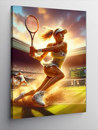 Kanvas Tablo Tenis Oynayan Kadın