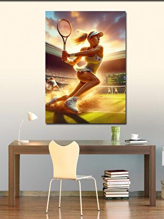 Kanvas Tablo Tenis Oynayan Kadın
