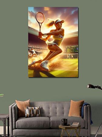 Kanvas Tablo Tenis Oynayan Kadın