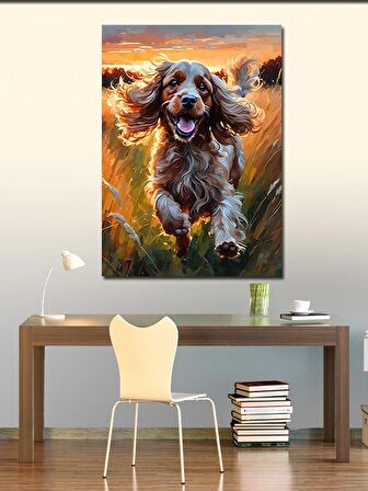 Kanvas Tablo Tarlada Koşan Köpek