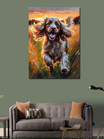 Kanvas Tablo Tarlada Koşan Köpek