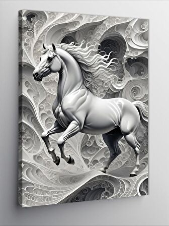 Kanvas Tablo Beyaz At Soyut Fon