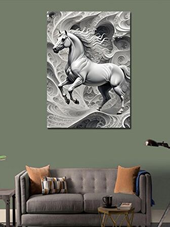 Kanvas Tablo Beyaz At Soyut Fon