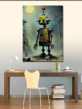 Kanvas Tablo Üzgün Robot Ve Dolunay