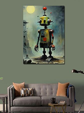 Kanvas Tablo Üzgün Robot Ve Dolunay
