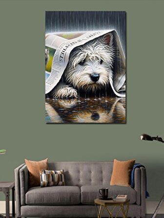 Kanvas Tablo Yağmur Gazete Ve Köpek