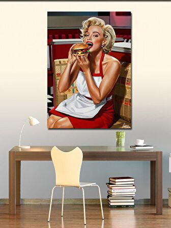 Kanvas Tablo Marilyn Monroe Hamburger Yiyor