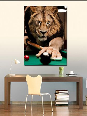 Kanvas Tablo Bilardo Oynayan Aslan