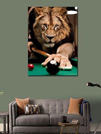Kanvas Tablo Bilardo Oynayan Aslan