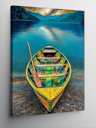 Kanvas Tablo Sarı Ahşap Tekne