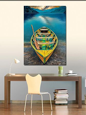 Kanvas Tablo Sarı Ahşap Tekne