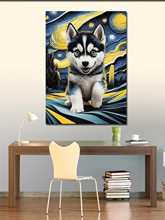 Kanvas Tablo Yavru Köpek Van Gogh Stili