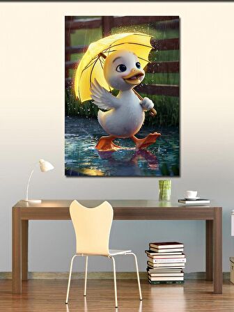 Kanvas Tablo Yağmurda Yürüyen Ördek