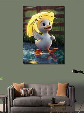 Kanvas Tablo Yağmurda Yürüyen Ördek