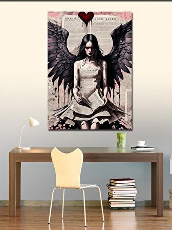 Kanvas Tablo Siyah Kanatlı Melek