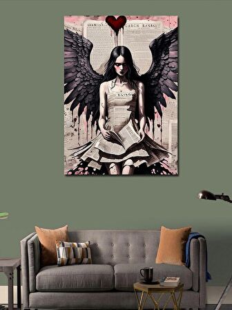 Kanvas Tablo Siyah Kanatlı Melek