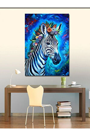 Kanvas Tablo Çiçekler Ve Zebra