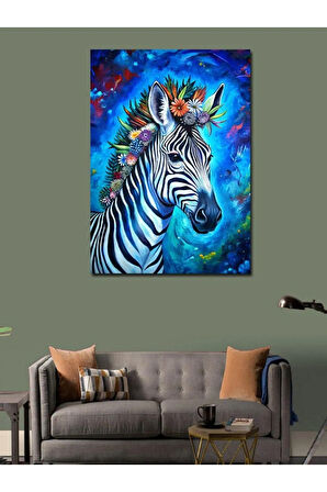 Kanvas Tablo Çiçekler Ve Zebra
