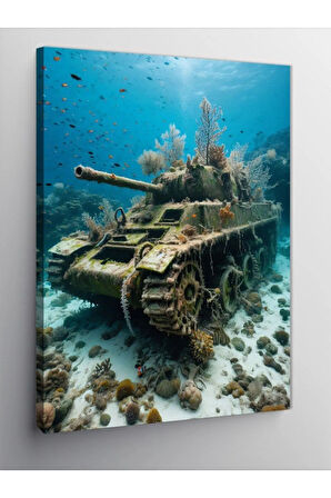 Kanvas Tablo Su Altındaki Tank