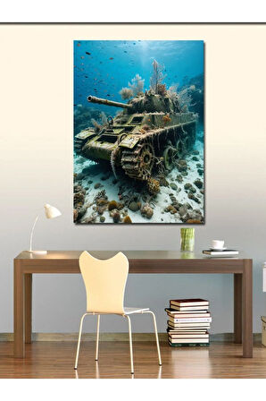 Kanvas Tablo Su Altındaki Tank
