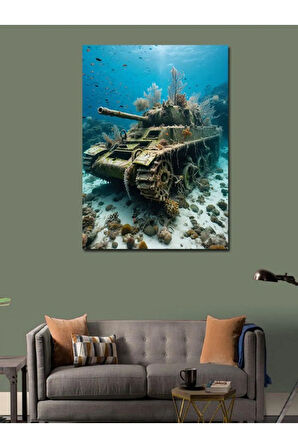 Kanvas Tablo Su Altındaki Tank