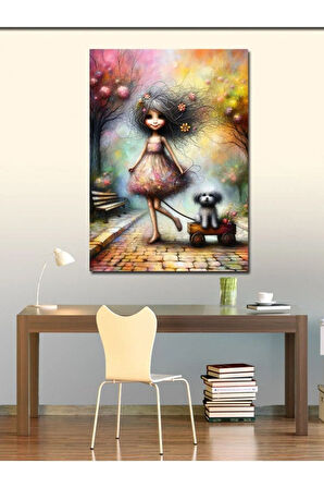 Kanvas Tablo Kız Çocuğu Ve Köpeği