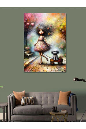 Kanvas Tablo Kız Çocuğu Ve Köpeği