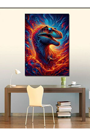 Kanvas Tablo Gözlüklü Dinozor