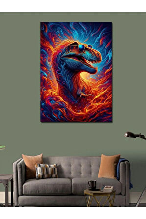 Kanvas Tablo Gözlüklü Dinozor