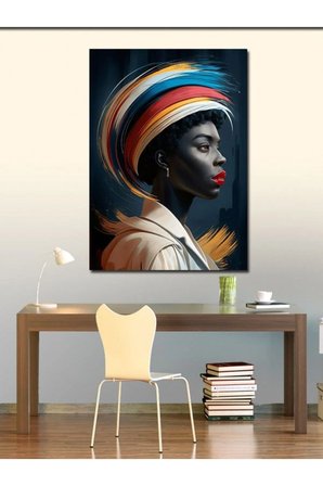Kanvas Tablo Afrikalı Kadın Ve Renkli Desenler
