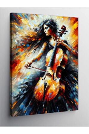 Kanvas Tablo Ateşli Keman Çalan Kadın