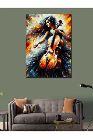 Kanvas Tablo Ateşli Keman Çalan Kadın