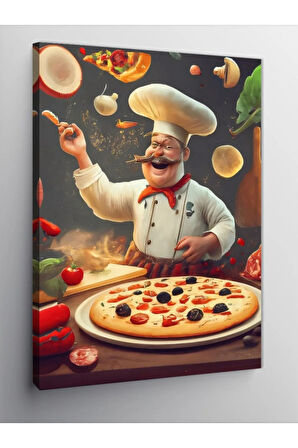 Kanvas Tablo Pizza Yapan Aşçı