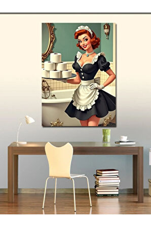 Kanvas Tablo Retro Hizmetçi Kadın