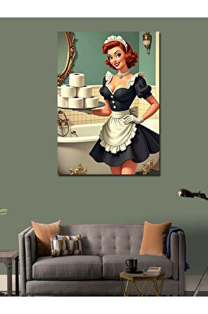 Kanvas Tablo Retro Hizmetçi Kadın